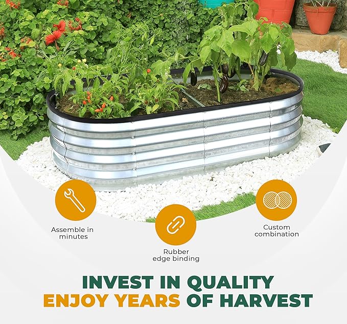 Utopia Home Galvanized Raised Garden Bed, 6 by 2 feet Lightweight Planter Boxes - Image 8