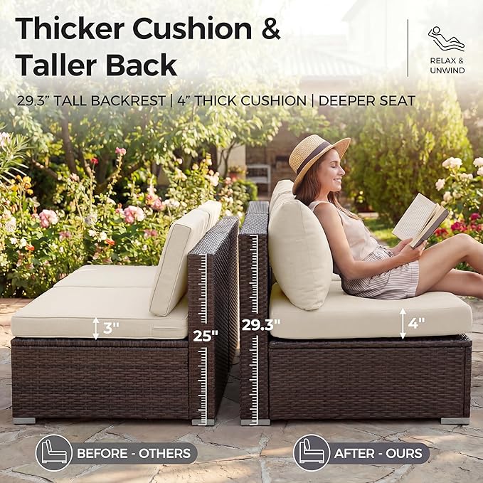 NICESOUL 29.3'' High Back Outdoor Patio Sectional Furniture - Image 7