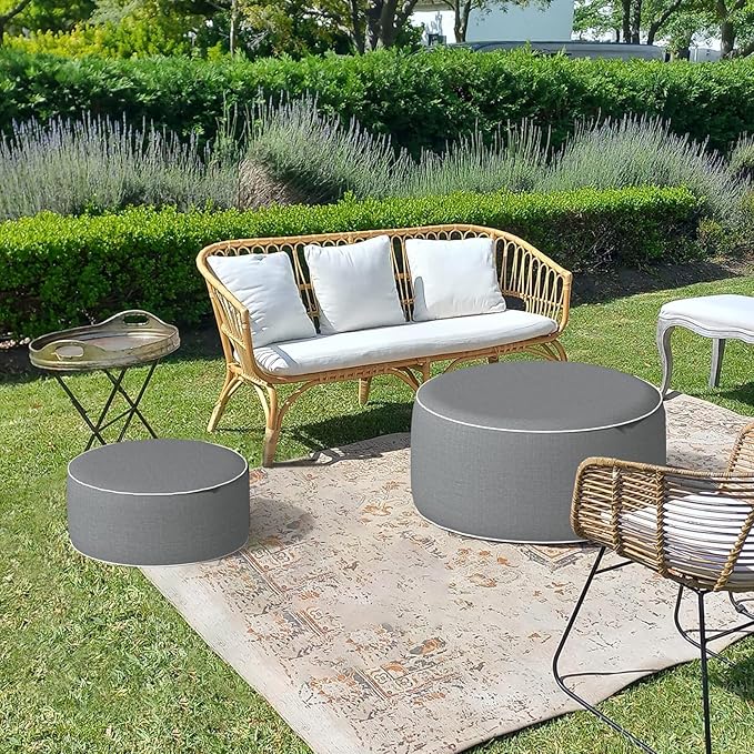 LVTXIII Outdoor/Indoor Inflatable Ottoman, Portable Round Pouf Ottoman - Image 7