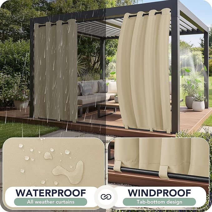 Outdoor Curtains for Patio Waterproof 6 Panels - Image 2