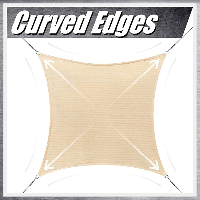 ColourTree 14' x 14' Beige Rectangle CTAPS16 Sun Shade Sail Canopy Mesh Fabric - Image 8