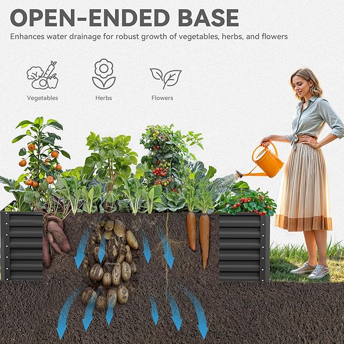 YITAHOME 6x3x2ft Outdoor Raised Garden Bed Kit, Large Metal Patio Planter Box - Image 2