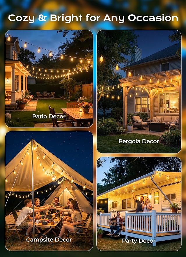 Brightown 108FT 50 LED Solar String Lights Outdoor Waterproof, Patio Lights - Image 7