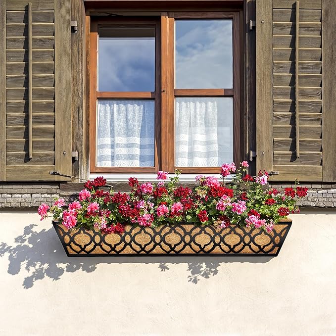 6pcs 30 Inch Window Deck with Coco Liner, Metal Hanging Flower Planter Window - Image 5