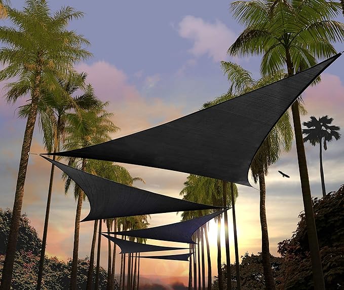 Amgo Custom Size 23' x 23' x 23' Black Triangle Sun Shade Sail UPF50+ AGTAPRT12 by Amgo