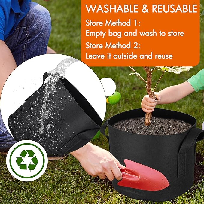 Gardzen 6-Pack 25 Gallon Grow Bags, Aeration Fabric Pots - Image 5