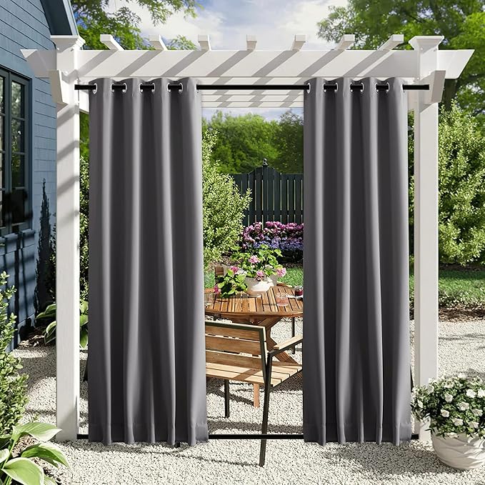 NICETOWN 2 Panels Windproof Blackout Outdoor Curtains - Image 2