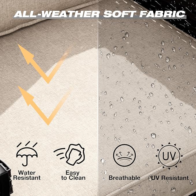 Joyside Wicker Patio Furniture Sets, 5 Pieces Upgraded Large Size Outdoor - Image 4