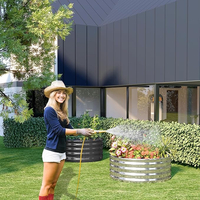 2PCS 2x2x1FT Galvanized Raised Garden Bed Kit, Vegetable Boxes-Round Metal - Image 7