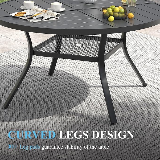 VICLLAX Patio Table and Chair Set of 6, All Weather Metal Round Outdoor Dining - Image 6