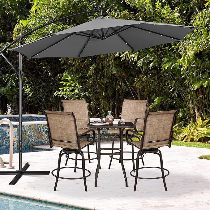 Yaheetech Patio Swivel Barstools Outdoor Chairs Set of 4, High Bistro Stools - Image 2