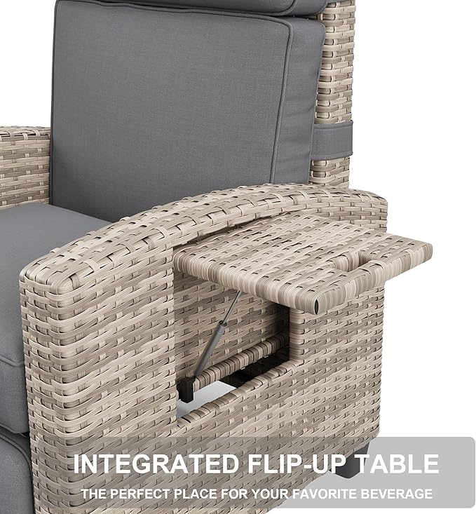 Garvee Outdoor Recliner Chair, 145° Adjustable Backrest & Footrest Lounge Chair - Image 5