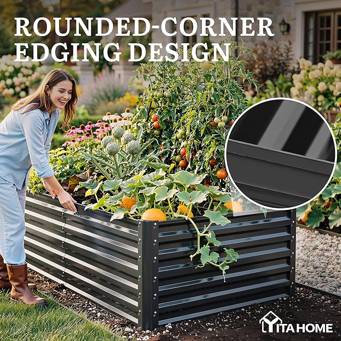 YITAHOME 6x3x2ft Large Raised Garden Bed Kit, Galvanized Metal Planter Box - Image 6