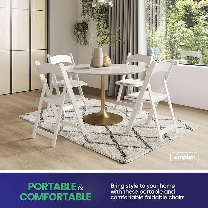 SIMPLEX 8 White Folding Chairs – Resin Stackable Foldable Chairs - Image 5