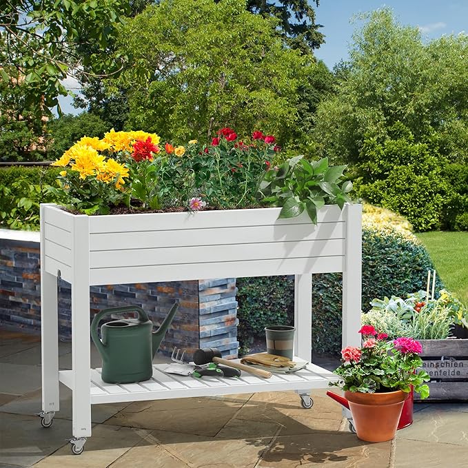 YITAHOME 43.3x17.7x34 in Elevated Garden Bed 2pcs, Outdoor Plastic Planter Box - Image 6