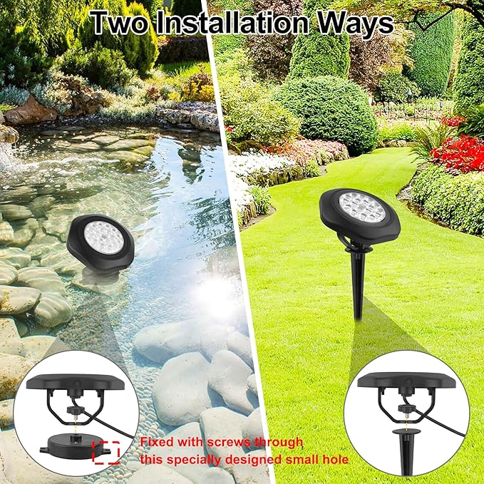 Solar Pond Lights, 18 LED Super Bright RGB LED Underwater Spotlights Color - Image 6