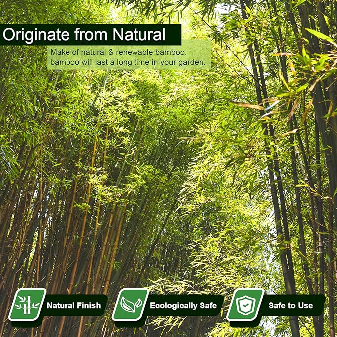 25pcs 1/2" D Thicker Heavy Duty Bamboo Stakes, 4FT Plant Stakes, Natural Garden - Image 2