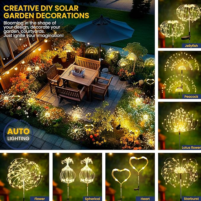 GIGALUMI Garden Decor Outdoor Lights 120LED 6Pack, Solar Garden Lights - Image 2