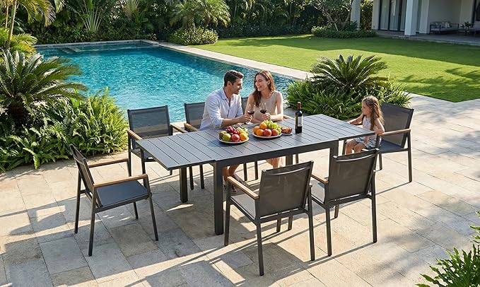 Outdoor Aluminum Patio Dining Table Set - Image 4