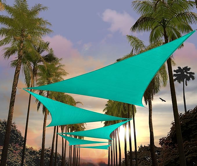 Amgo Custom Size 27' x 27' x 27' Turquoise Triangle Sun Shade Sail UPF50+ by Amgo