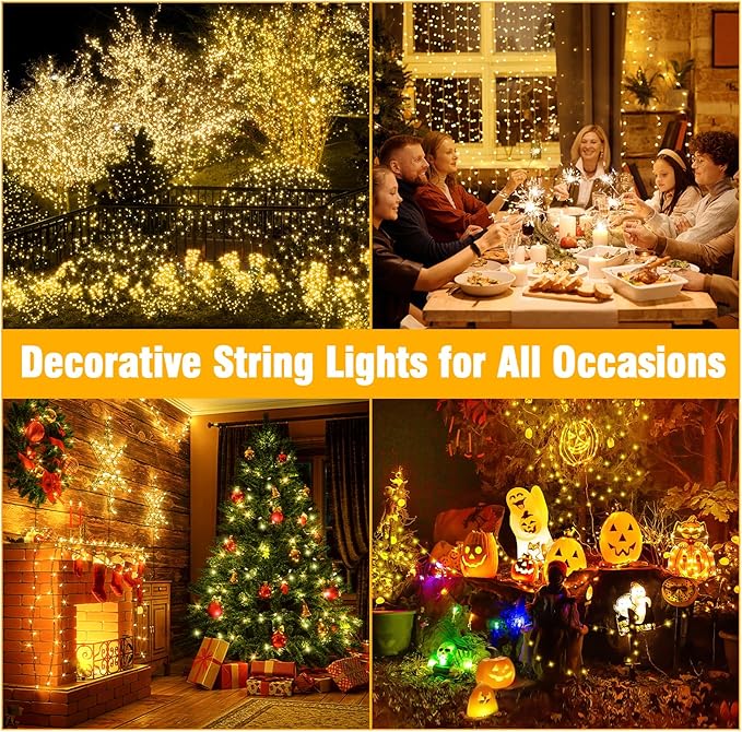 Nisocy 33FT LED String Lights Outdoor Waterproof – Warm White Fairy Lights - Image 3