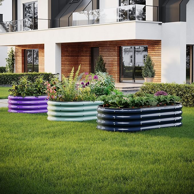 Galvanized Metal Planter Round Raised Garden Bed Kit - Image 7