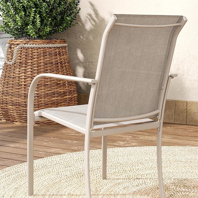 VICLLAX Patio Table and Chair Set of 10, All Weather Metal Round Outdoor Dining - Image 5