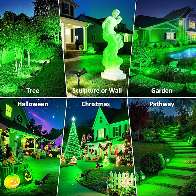 T-SUNUS Green Solar Spot Lights Outdoor 2 Pack, IP65 Waterproof Garden - Image 7