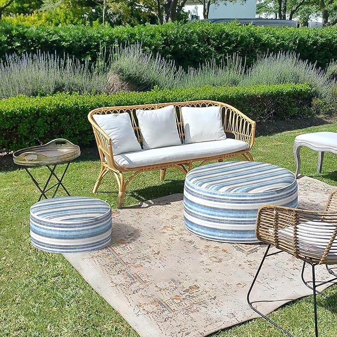 LVTXIII Outdoor Inflatable Ottoman, Fade-Resistant Round Footrest Stool D31”x - Image 7