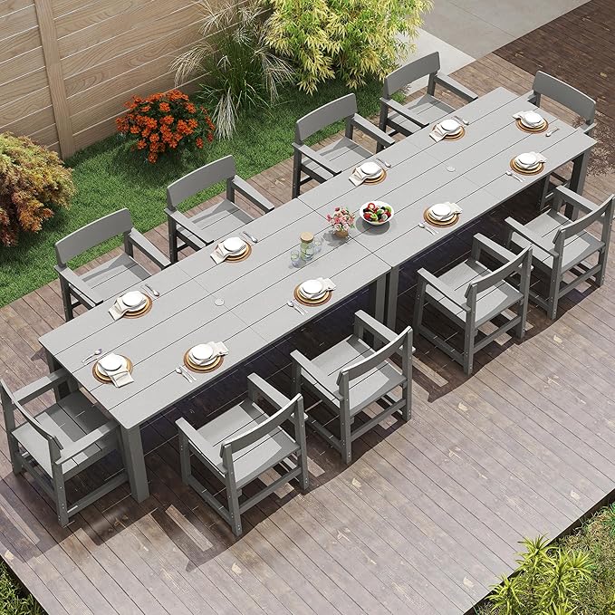 12-Piece HIPS Patio Dining Set for 10 Person Outdoor Dining Sets by JOCOEVOL