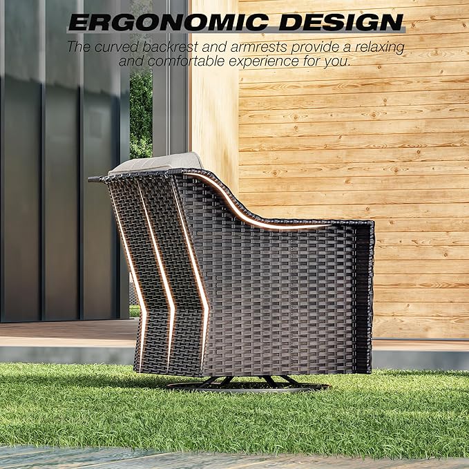 Joyside Swivel Patio Chairs Set of 2, Wicker Patio Furniture - Image 6