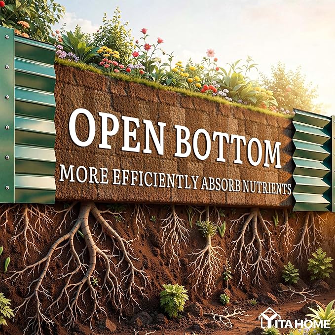 YITAHOME 8x4x1.5ft Large Raised Garden Bed Kit, Galvanized Metal Planter Box - Image 4