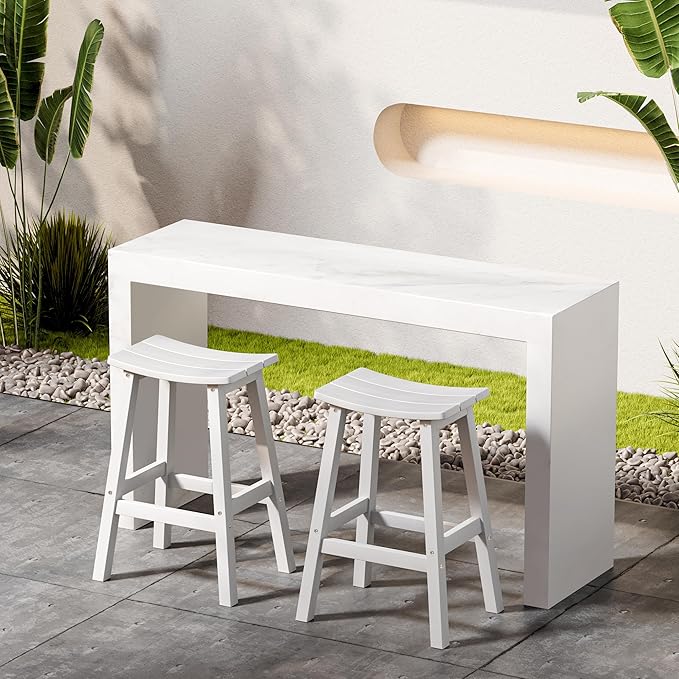 Outdoor Bar Stools Set of 2, Waterproof Barstools, - Image 9