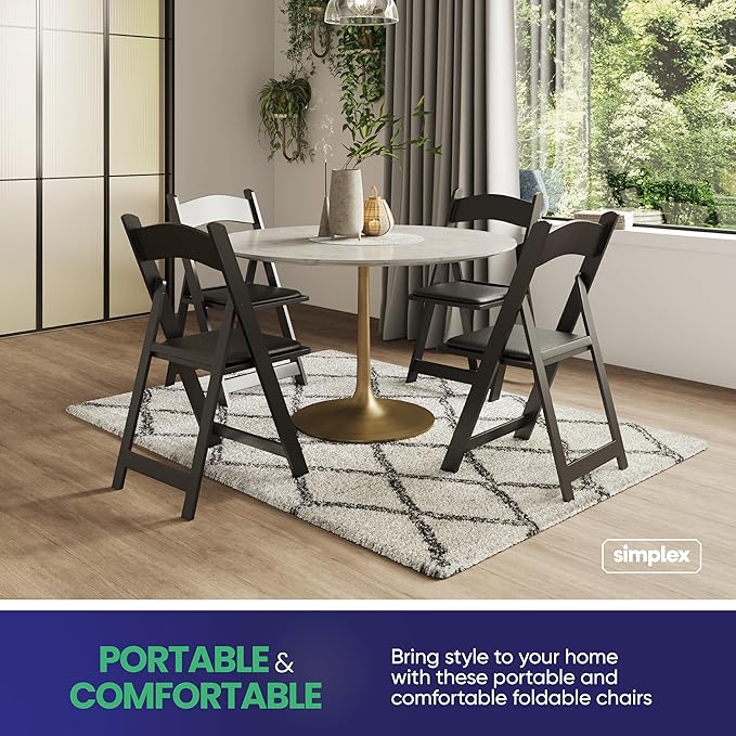 SIMPLEX 48 Black Resin Stackable Folding Chair - Image 4