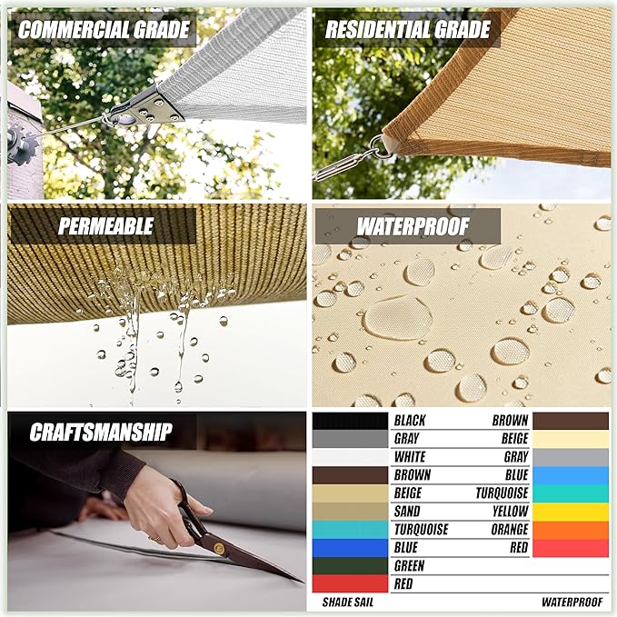ColourTree TAPR1616 Custom Size 6' x 21' Green Sun Shade Sail Canopy UV Block - Image 4