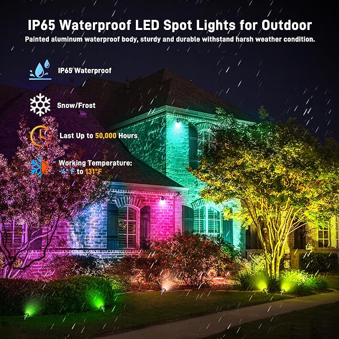 Christmas RGBW Landscape Spotlight, 12W RGBW Color Changing Outdoor Spot Lights - Image 2