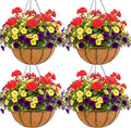 8 inch Metal Hanging Baskets For Plants Outdoor 4 Pack Round Metal Wire Hanging by JFFLYIT