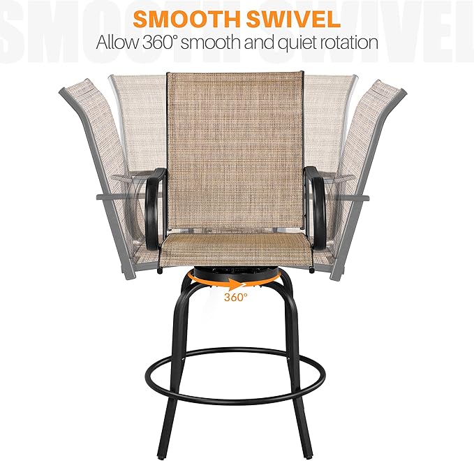 Yaheetech Patio Swivel Bar Stools Outdoor Chairs Set of 6 Outdoor High Bistro - Image 6