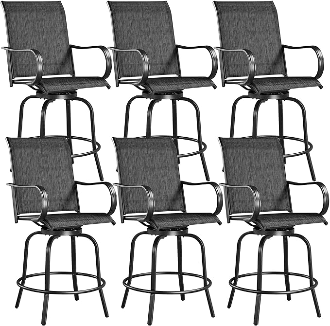 Yaheetech Patio Swivel Barstools Outdoor Chairs Set of 6, High Bistro Stools by Yaheetech