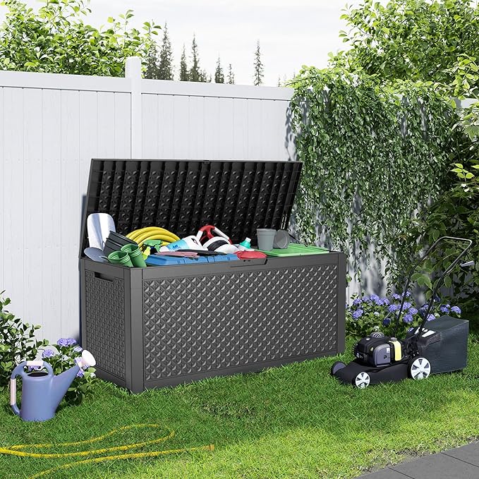 121 Gallon Waterproof Outdoor Storage Box, Resin Deck Box, Lockable Outside - Image 6