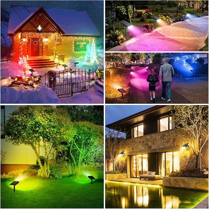 TOBUSA Solar Spot Lights Outdoor Waterproof, RGB Solar Color Changing Lights - Image 7