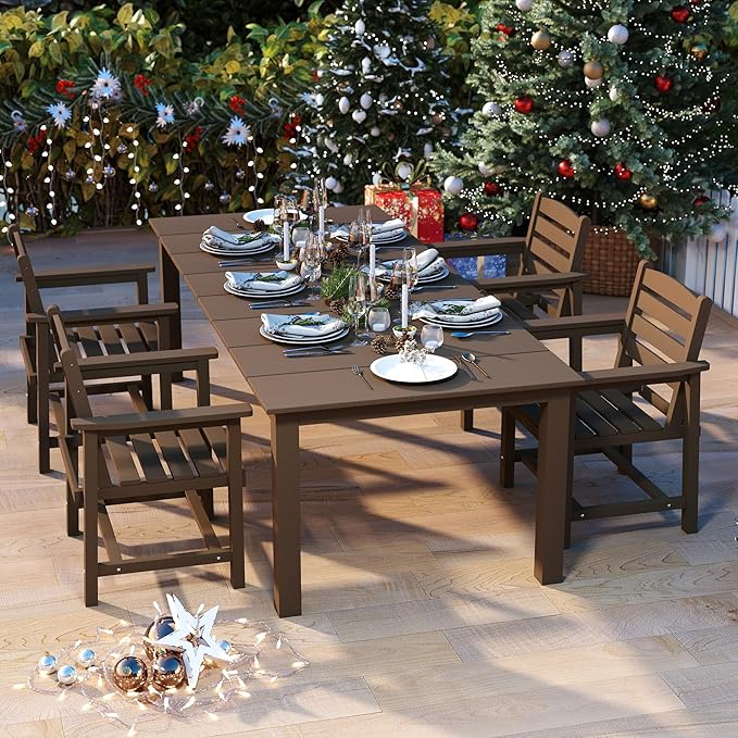 5-Piece Brown Outdoor Dining Set - Image 9