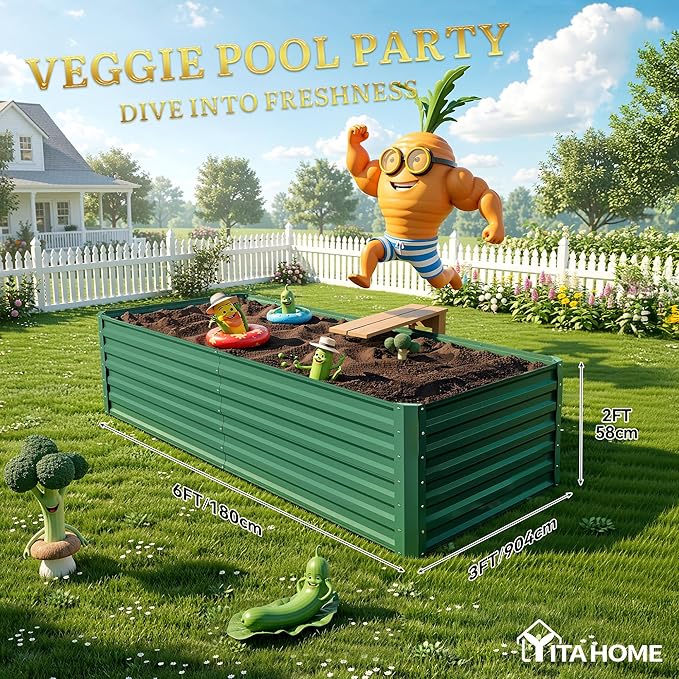 YITAHOME 6pcs 6x3x2 ft Galvanized Raised Garden Bed Kit, Large Metal Planter Box - Image 8