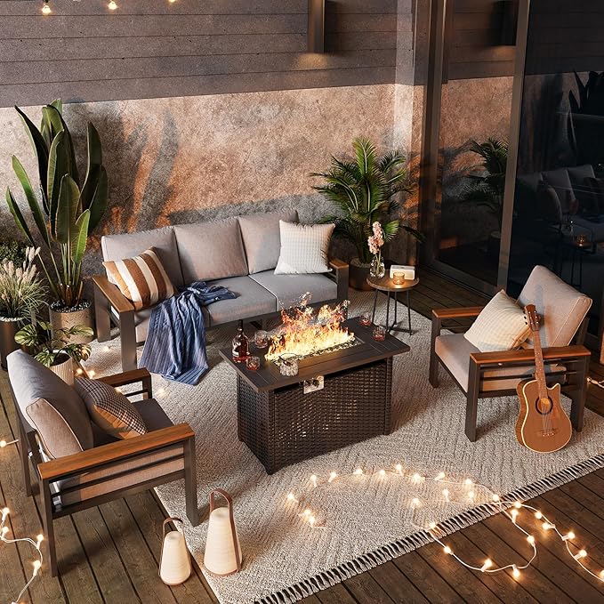 Aoxun Aluminum Outdoor Patio Furniture Set, 6-Piece Outdoor Sectional - Image 2