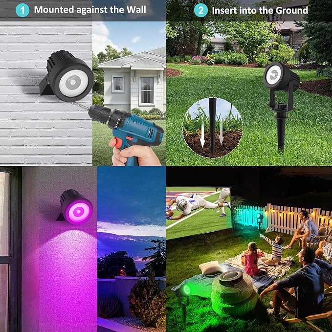 T-SUNUS RGB Solar Landscape Spotlights Christmas, Color Changing Spot Light - Image 4