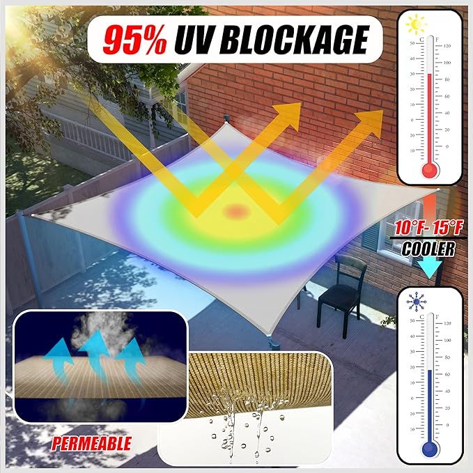 ColourTree TAPR1616 Custom Size 10' x 12' Blue Sun Shade Sail Canopy UV Block - Image 2