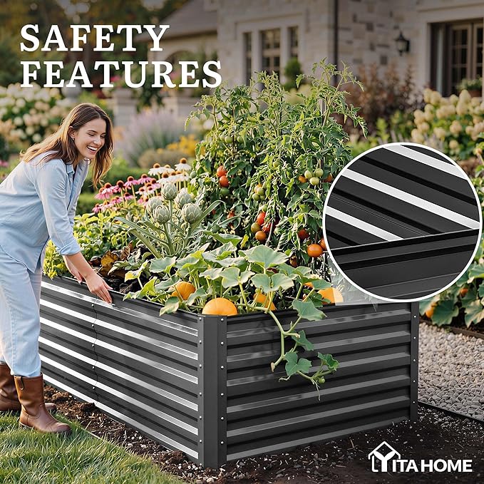 YITAHOME 8x4x2ft 2pcs Large Raised Garden Bed, Galvanized Metal Planter Box - Image 6