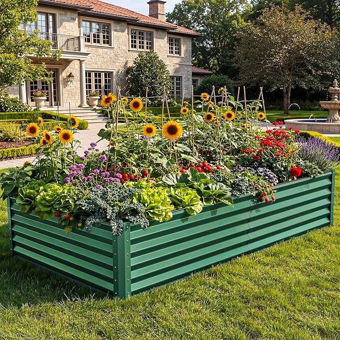 YITAHOME 8x4x1.5ft 2pcs Large Raised Garden Bed Kit, Galvanized Metal Planter - Image 2