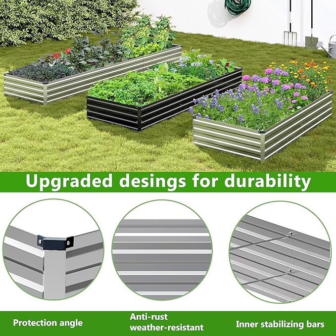 2PCS 12x3x1ft Galvanized Raised Garden Bed Kit, Galvanized Planter Raised - Image 4
