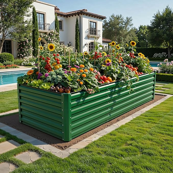 YITAHOME 4pcs 8x4x2 ft Galvanized Raised Garden Bed Kit, Large Metal Planter Box - Image 2